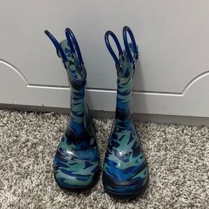Kids' Blue Camouflage Rain Boots